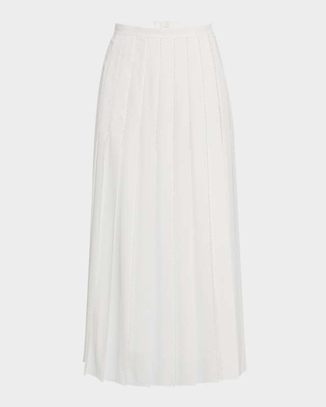 Pleated Hand-Beaded Midi Skirt